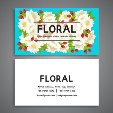 Çiçek stil kartvizit şablonu çilek ile