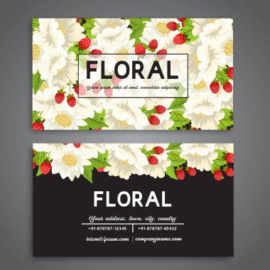 Çiçek stil kartvizit şablonu çilek ile