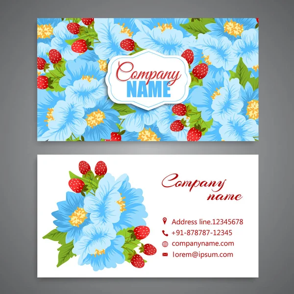 果実と花のスタイルのビジネス カード テンプレート — ストックベクタ