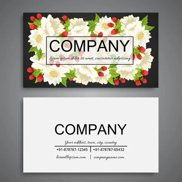 Modèle de carte de visite de style floral avec des baies — Image vectorielle