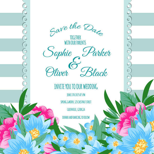 Wedding floral invitation card 