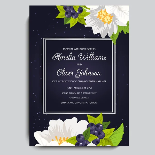 Tarjeta de invitación floral de boda — Vector de stock