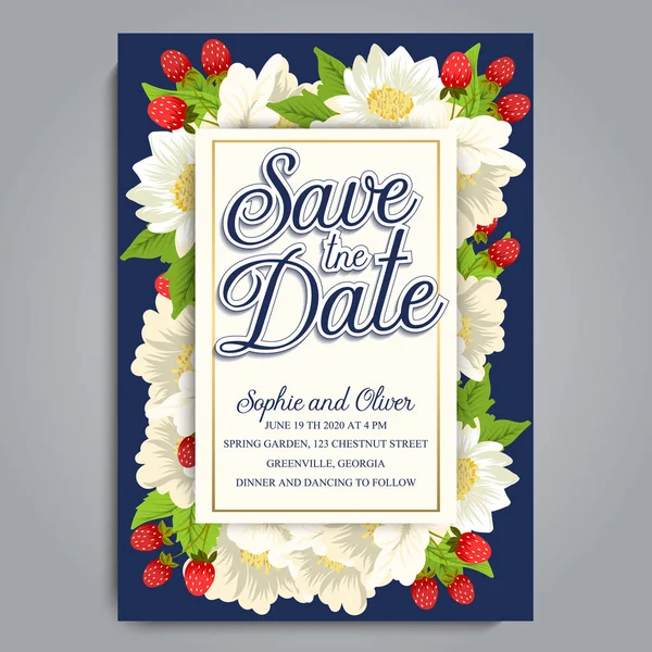 Çiçekli düğün davetiye kartı Süiti. Şablon. Vektör çizim