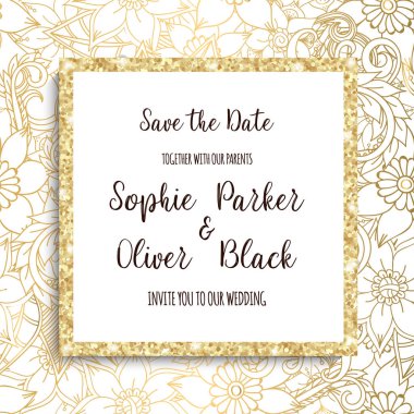 Düğün davetiye kartı suite ile çiçek Templates.Vector illüstrasyon