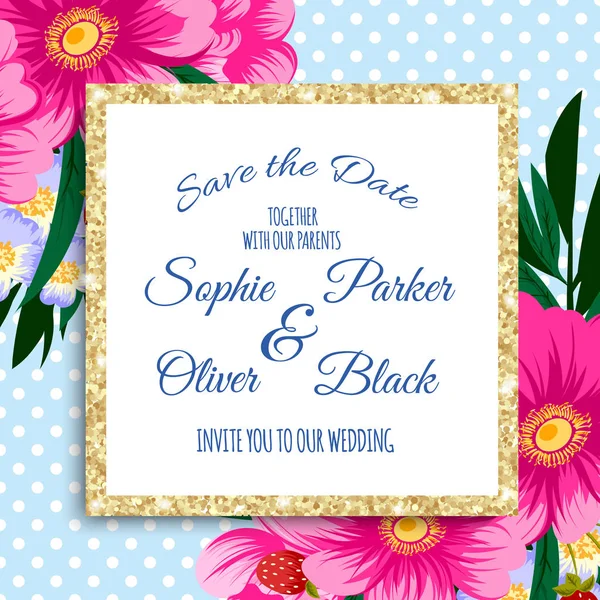 Düğün davetiye kartı suite ile çiçek Templates.Vector illüstrasyon