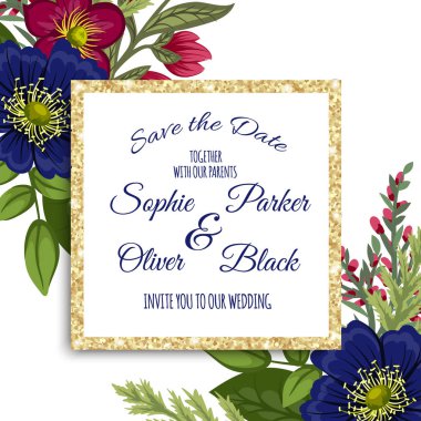 Çiçek düğün davetiyesi tasarımı