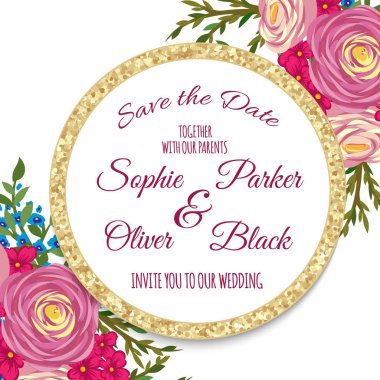 Çiçek düğün davetiyesi tasarımı