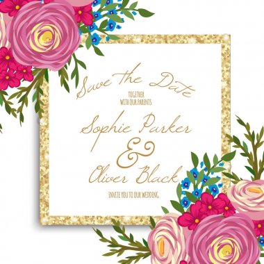 Çiçek düğün davetiyesi tasarımı