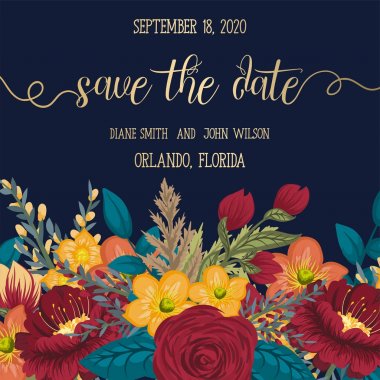 Çiçek düğün davetiyesi tasarımı