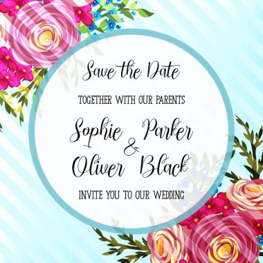 Çiçek düğün davetiyesi tasarımı