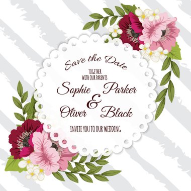 Çiçek düğün davetiyesi tasarımı