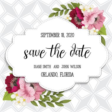 Çiçek düğün davetiyesi tasarımı