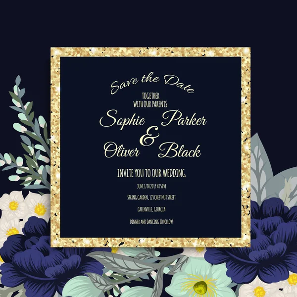 Blumenschmuck für Hochzeitseinladungen — Stockvektor