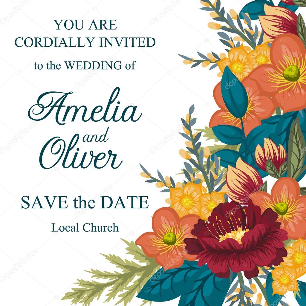 Floral wedding invitation design