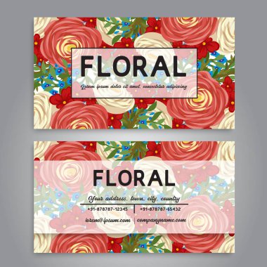  Güzel çiçekler ile kartvizit. Şablon