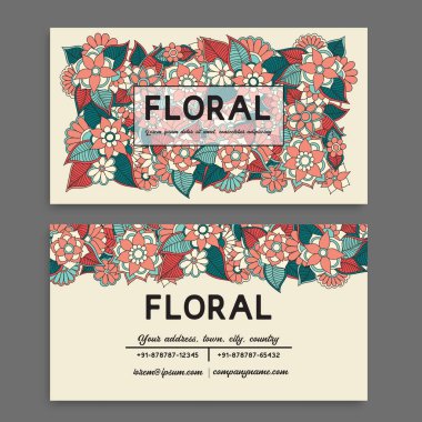  Güzel çiçekler ile kartvizit. Şablon