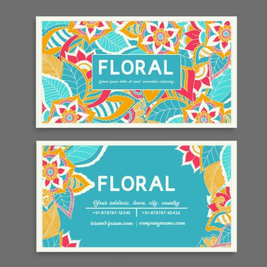  Güzel çiçekler ile kartvizit. Şablon