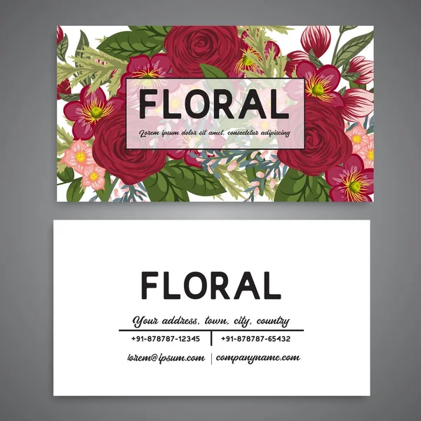 Visitenkarte mit schönen Blumen. Vorlage — Stockvektor