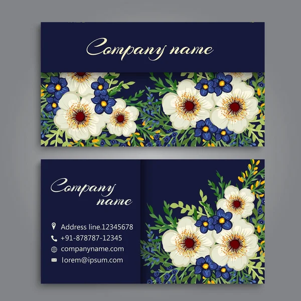Επαγγελματική κάρτα με όμορφα λουλούδια. Πρότυπο — Διανυσματικό Αρχείο