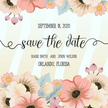 Tebrik kartı çiçeklerle, suluboya, düğün, doğum günü ve diğer tatil ve yaz arka plan için davetiye kullanılabilir. Vektör çizim. 