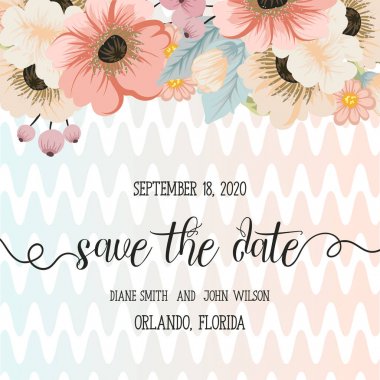 Tebrik kartı çiçeklerle, suluboya, düğün, doğum günü ve diğer tatil ve yaz arka plan için davetiye kullanılabilir. Vektör çizim. 