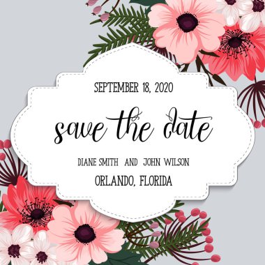 Tebrik kartı çiçeklerle, suluboya, düğün, doğum günü ve diğer tatil ve yaz arka plan için davetiye kullanılabilir. Vektör çizim. 