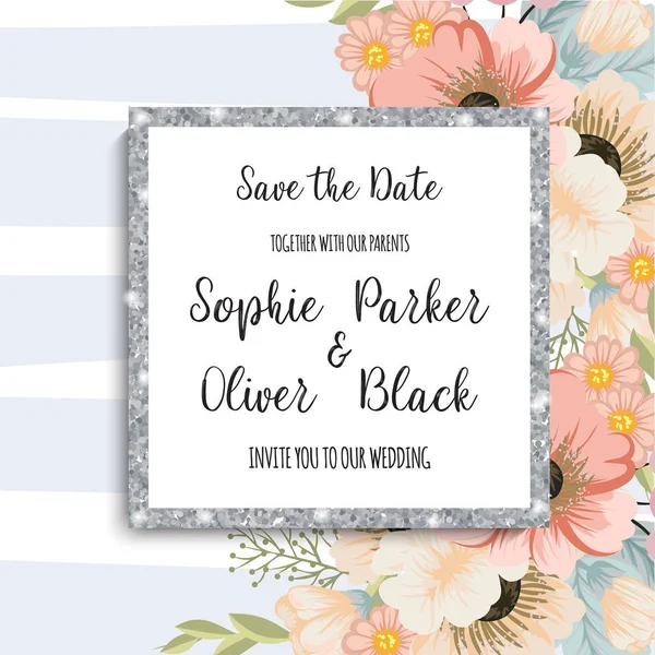 Grußkarte Mit Blumen Aquarell Kann Als Einladungskarte Für Hochzeit Geburtstag — Stockvektor