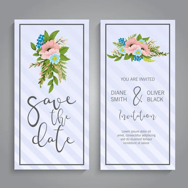 Üdvözlés Kártya Val Virágok Akvarell Esküvői Születésnapi Más Ünnep Nyári — Stock Vector