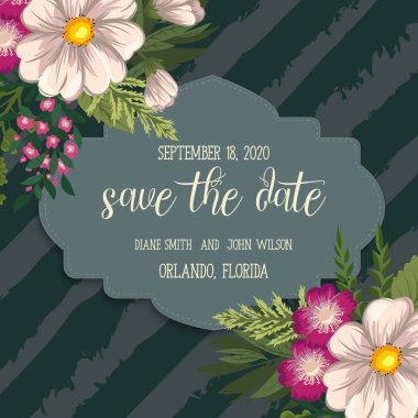 Tebrik kartı çiçeklerle, suluboya, düğün, doğum günü ve diğer tatil ve yaz arka plan için davetiye kullanılabilir. Vektör çizim