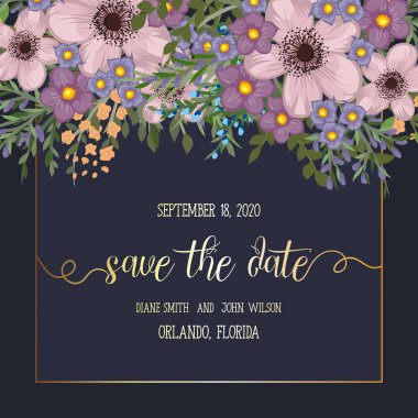 Tebrik kartı çiçeklerle, suluboya, düğün, doğum günü ve diğer tatil ve yaz arka plan için davetiye kullanılabilir. Vektör çizim