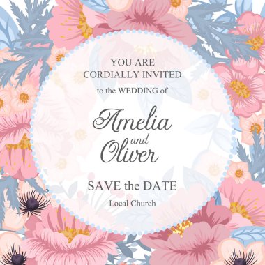 Floral Wedding Invitation elegant invite card vector Design clipart