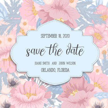 Tebrik kartı çiçeklerle, suluboya, düğün, doğum günü ve diğer tatil ve yaz arka plan için davetiye kullanılabilir. Vektör çizim.