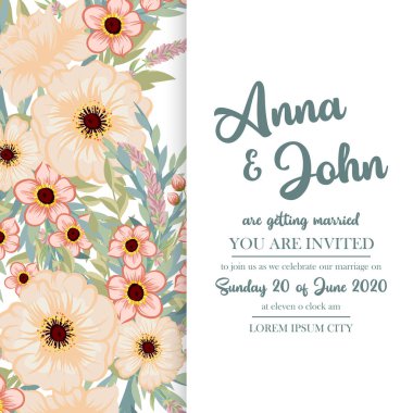 Floral Wedding Invitation elegant invite card vector Design clipart
