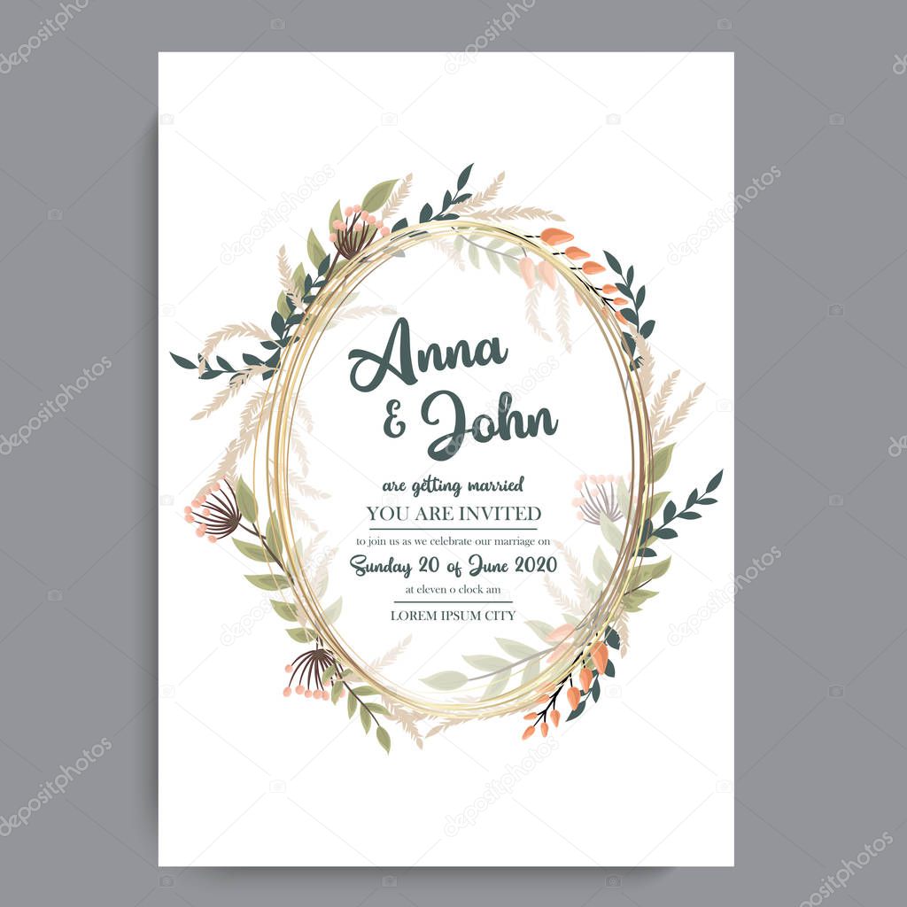 Greeting card with flowers, watercolor, can be used as invitation card for wedding, birthday and other holiday and summer background. Vector illustration.