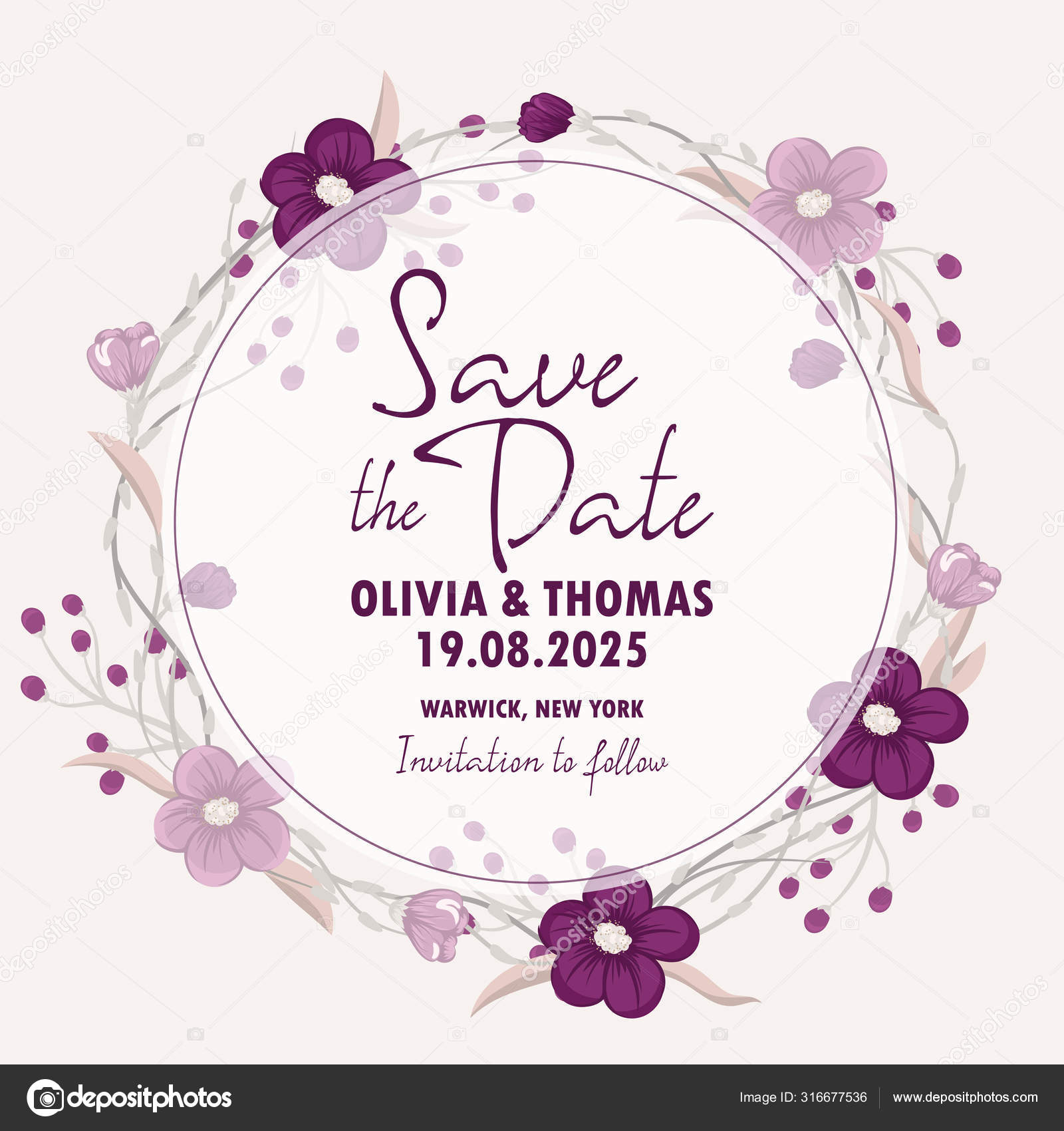 Floral Wedding Background Purple Floral Pattern Stock Vector Image by