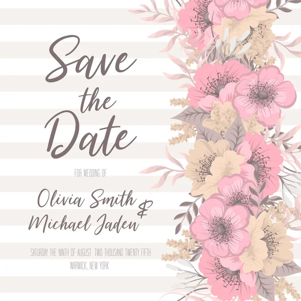 Floral Γαμήλιο Φόντο Ροζ Και Μπεζ Λουλούδια — Διανυσματικό Αρχείο