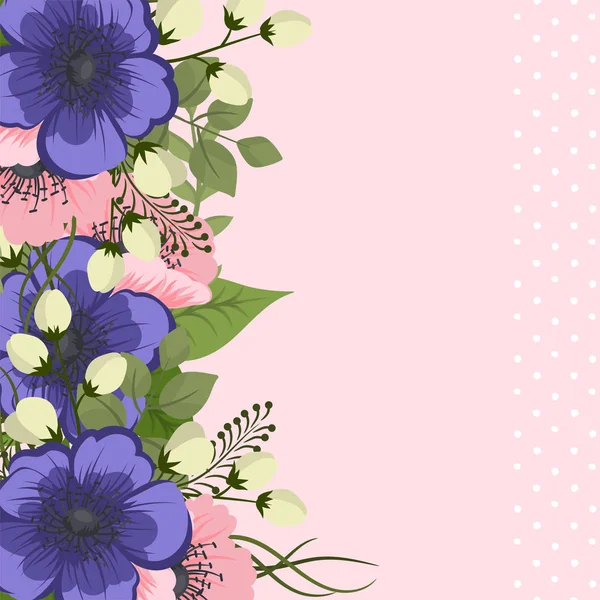 Blume Borte Vorlage Rosa Und Blau Floralen Hintergrund — Stockvektor