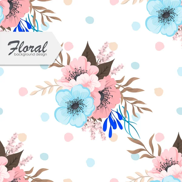 Fundo Floral Padrão Sem Costura Luz Azul Flor Pinl — Vetor de Stock