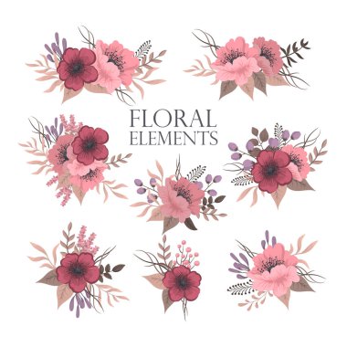 Çiçek tokası sanat arkaplanı - kırmızı ve pembe çiçekler