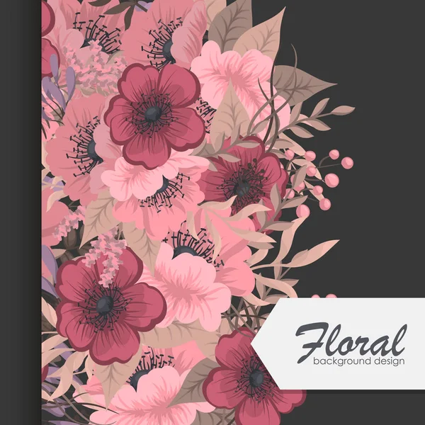 Modelo Borda Flor Flor Vermelha — Vetor de Stock