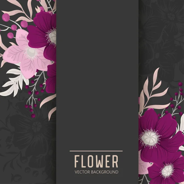 Marco Flores Flores Púrpura Rosa — Vector de stock