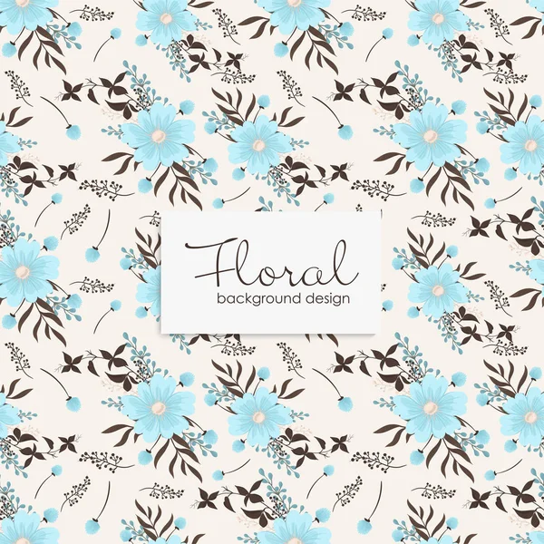 Fundo Padrão Floral Luz Azul Flores Sem Costura Padrão — Vetor de Stock