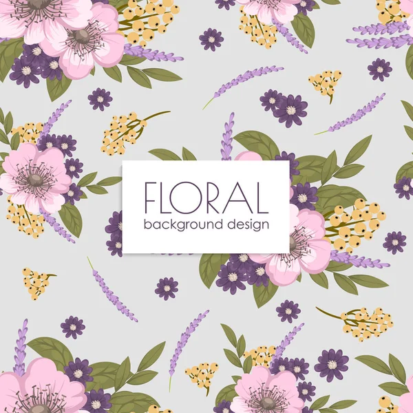 Fleur Fond Fleurs Jaunes Roses Violettes — Image vectorielle