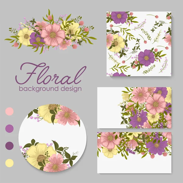 Fleur Fond Fleurs Jaunes Roses Violettes — Image vectorielle