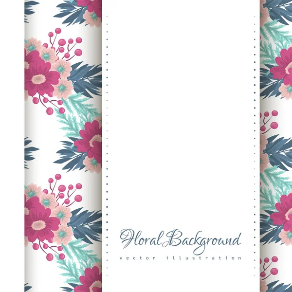 Floral Border Background Hot Pink Flowers — Stock Vector