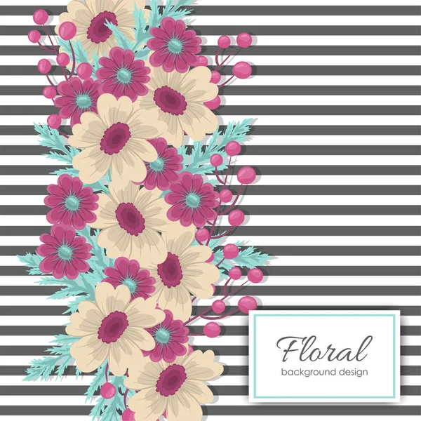 Fundo Borda Floral Flores Rosa Quentes — Vetor de Stock