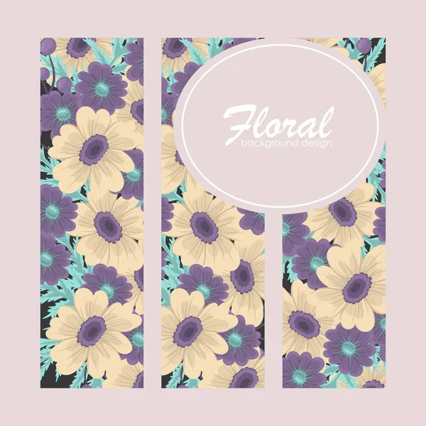 Fond Bordure Florale Fleurs Violettes Beiges — Image vectorielle