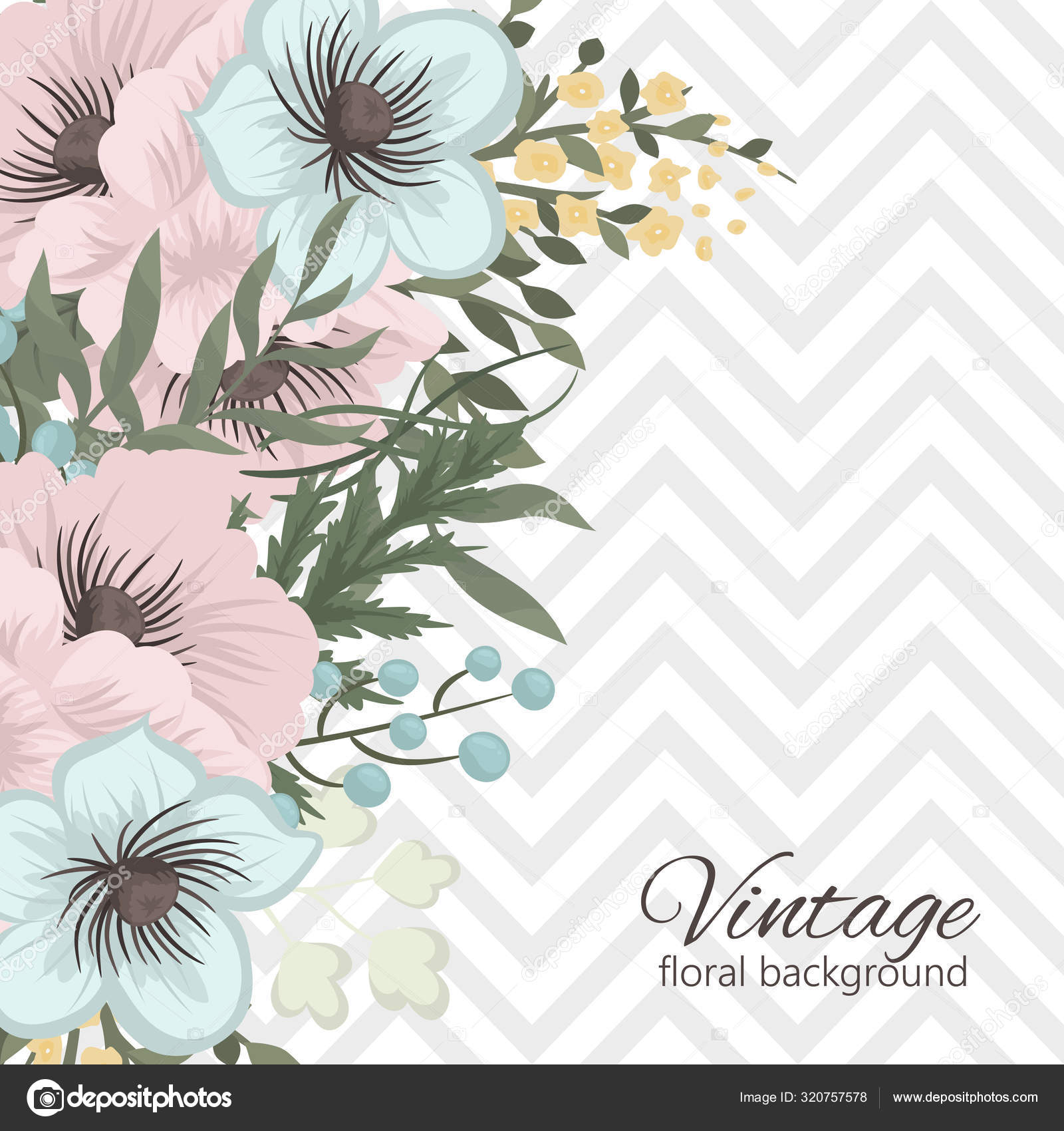 Floral Border Background Pink Mint Green Flower Pattern Stock