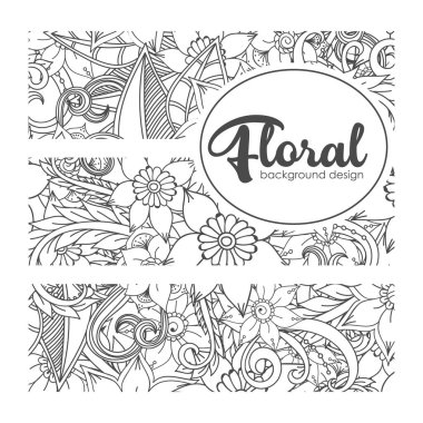 Çiçek sınır arkaplanı - beyaz ve siyah çiçekler