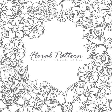 Floral border background - white and black flowers clipart
